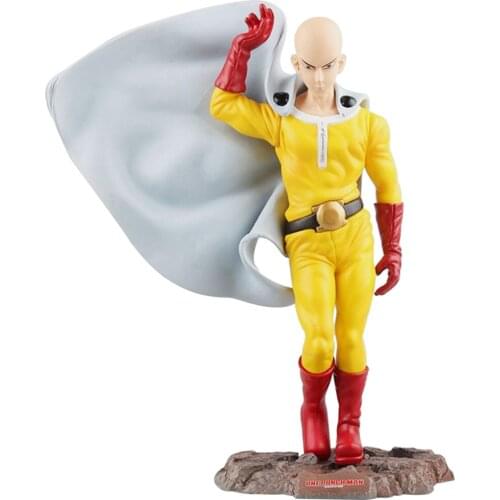 25cm One Punch Man Anime Saitama Sensei with Cape PVC Action Figure Cartoon Decoration Collection Model Toy Kids Gift Brinquedos