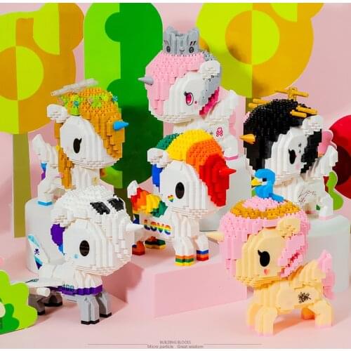 New Tokidoki co-branded Micro Block Cute Building Blocks Toys 800+pcs Bricks Educational Action Figures Toys For Children
