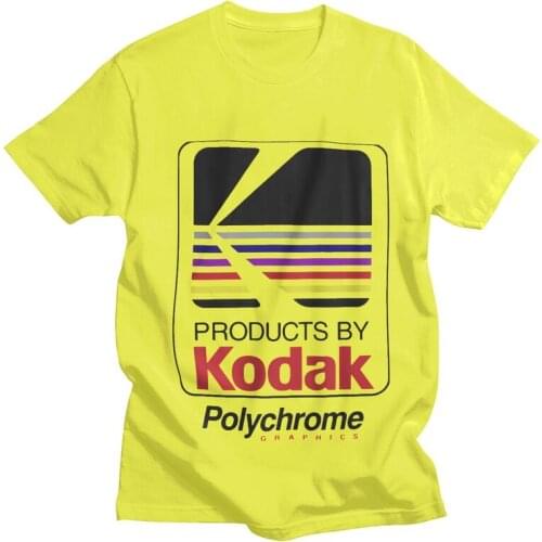 Kodak Tshirt for Men Short Sleeve Streetwear T Shirt Fashion Polychrome Logo T-shirts Loose Fit Pure Cotton Tee Tops Merchandise