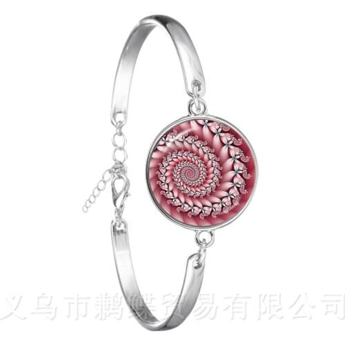 Cabala Mandala Bracelet Flower Tree of Life Glass Cabochon Black/Brown Leather Bangles For Men Women Jewelry Creative Gift