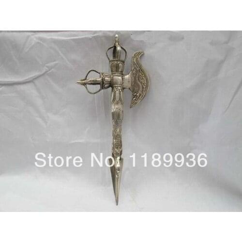 Tibet Buddhism White Copper Silver Evil spirits Vajrakila Phurpa Dagger