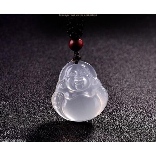 Chinese 100% Natural new gem Chalcedony Smiling Buddha gem pendant necklace