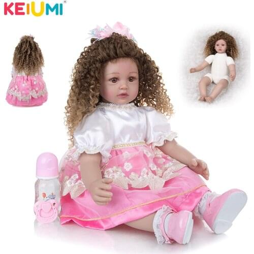 KEIUMI Baby Reborn Girl Doll 24 Inch New Arrival Princess Lifelike Soft Cloth Body Truly Reborn Babies Dolls For Children Gift