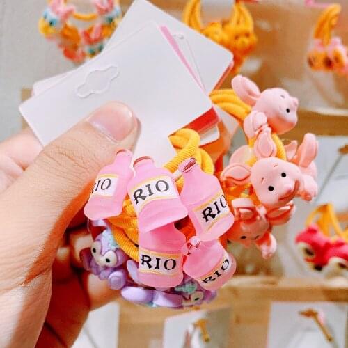 5PCS/Set Girls Cute Cartoon Nylon Elastic Hair Bands Scrunchie Ponytail Holder Kids Headbands Hair Accessories