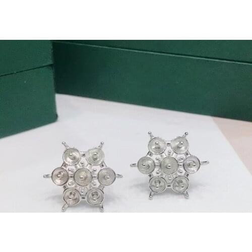 Fashion DIY 925 Sterling Silver Earrings Findings Settings Base Mountings Parts Mounts for Pearls Agate Crystal Stones Beads