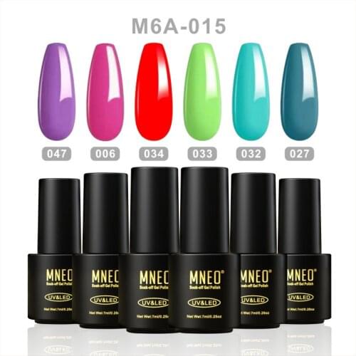 Gel Polish Set 6pc Varnish Hybrid for Nails Manicure Decor UV LED Needed Red Blue Professional Soak Off Art Lacquer Party Kit