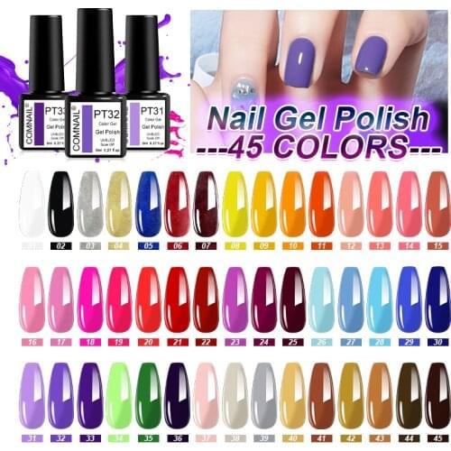 Nail Varnish 45Pcs Set Gel Lacquer Soak Off Long Lasting Nail Polish Need Base Top Coat Semi Permanent Led Gel Cured By Lamp