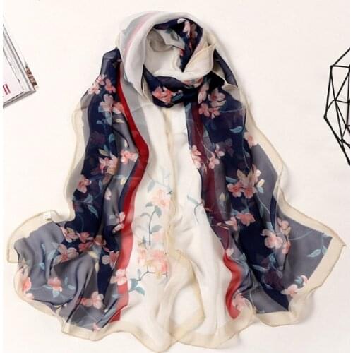 2020 NEW rural flower print Georgette chiffon scarf silk square hijab cool shawl ladies foulard femme Scarves hair bufanda mujer