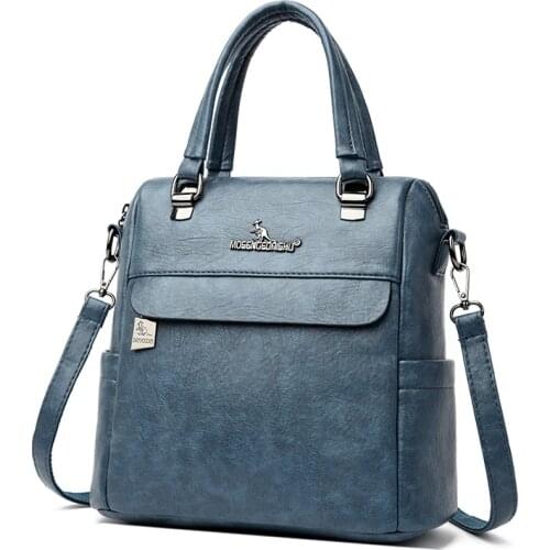 New Design Women Bags Quality Leather Shoulder Bag Multifunction Daypack Ladies Travel Packbag Women Crossbody Bag Mochila