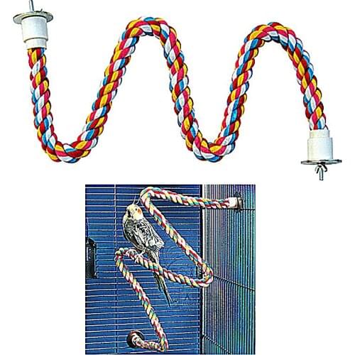 Cage Stand Toys For Macaw African Grey Parrot Rope Supplies Pet Bird Spiral Climbing Standing Perch with Stainless Screw