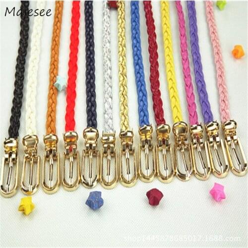 Belts Women Ladies Simple Solid Casual High Quality All Match Womens Candy Color Handmake Chic Weaved Adjustable Elegant Belt