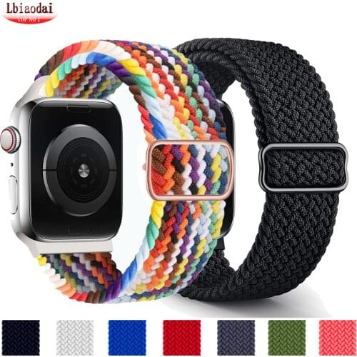 Braided Solo Loop strap For Apple watch band 44mm 40mm 38mm 42mm Adjustable Elastic Nylon belt bracelet iWatch serie 3 4 5 se 6