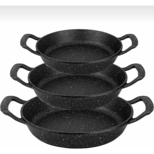 Cast Granite Luxury Pan Set of 3 pcs Pans Black Granite Coating Frying Pans Marble Pot Induction Cooker сковорода non stick pan