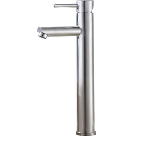 Bathroom Cold and Hot Water Faucet Mixer Water Sink 304 Stainless Steel Basin Faucet Tall Basin Mixer Tap Brush Finished