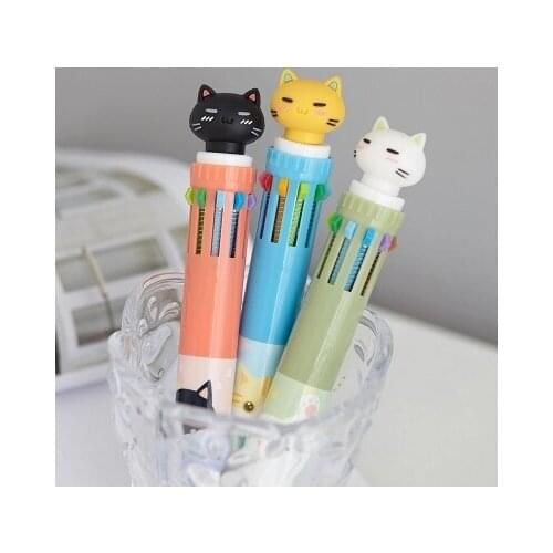 Cut cat Creative Multi-function Press ballpoin pen Office stationery for students 5pcs free shipping