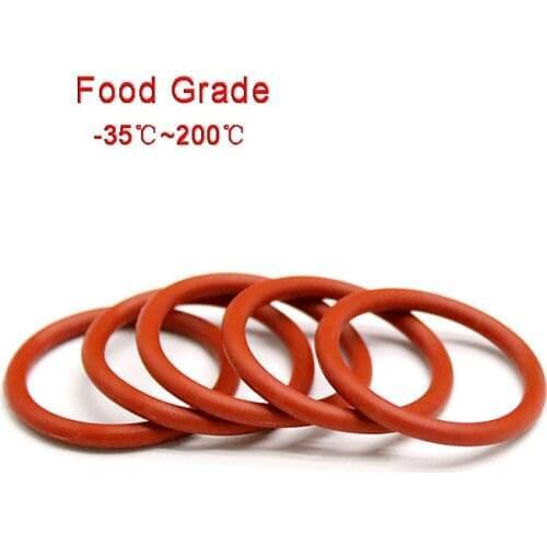 30pcs Thickness 2.4mm Red Silicone O-Ring OD 8-70mm Food Grade Sealing Ring Waterproof And Insulated -35℃-200