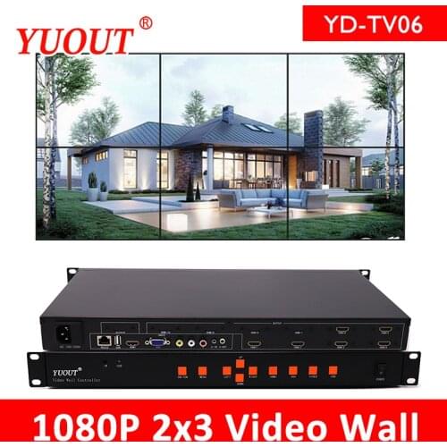 YUOUT YD-TV06 Six images stitching image processor HDMI Video Wall Controller 2x2 2x3 six Channel HDMI VGA AV Video Processor