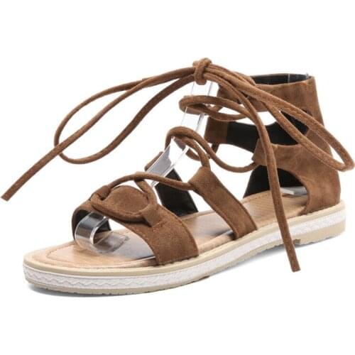 Roman Women Shoes Summer Cross Bandage Flat Sandals Comfortable Zapatos Mujer Gladiator Sandalias Feminina XKD4035