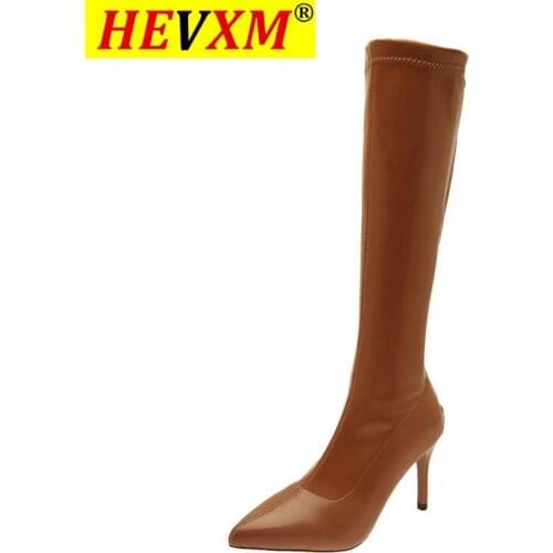 Women Knee Boots New Fashion High Heel Winter Shoes Woman Pointed Toe Sexy Long Boot Warm Party Footwear Size 34-40