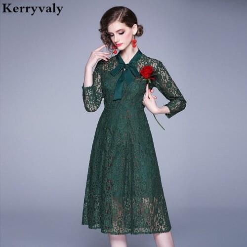 New Autumn Midi Green Lace Dress Vestidos Verano 2021 Women Large Pendulum Beach Party Dress Tunique Femme Zomer Jurk K6670