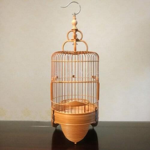 1 PCS Old bamboo white-eye golden bird cage handmade Prince cage (48 support)