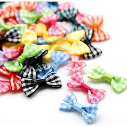 100pcs Mixed Baby Satin Ribbon Bowknot Hair Clip Hair Accessories Applique DIY Craft Sewing Wedding Bow Tie Decoration 3x1.5cm