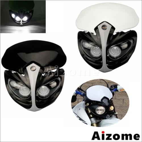 12V Universal Dual Sport Motorcycle Headlight Fairing 3*LED Enduro Dirt Bike Motocross Headlamp For Honda Kawaski EXC SX XC
