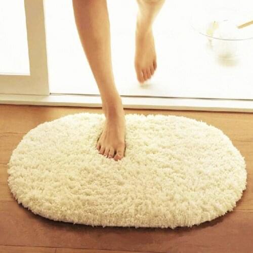 40%HOTSolid Color Fluffy Non-Slip Water Absorption Bathroom Bedroom Mat Pad Carpet Rug