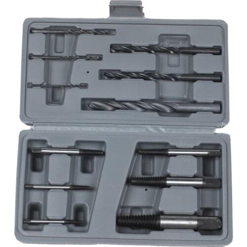 6Pcs Damaged Broken Screw Extractor Remover Bolt Stud Easy Remove Out Drill Removal Tool + 6Pcs Twist Drill Spiral Drill Bit Set