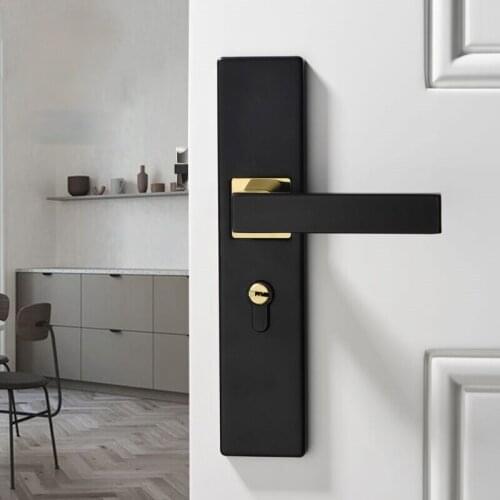 American Black Mute Bedroom Door Lock with Keys Security Entrance Door Handle Lock Anti-theft Interior Door Knobs Lock