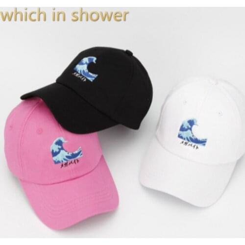 Which in shower unisex embroidery sea wave baseball cap hip hop men wavy snapback hat women cotton adjustable curved summer hats