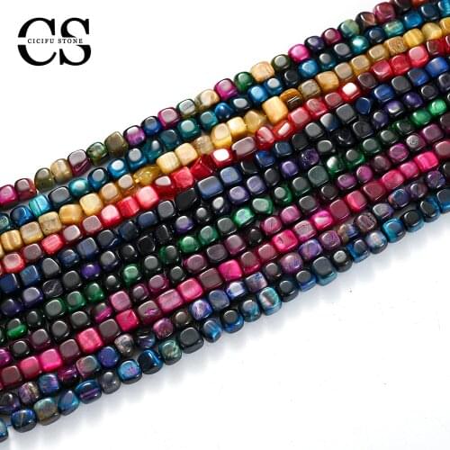 Natural Stone Beads Square Tiger Eye Beads Smooth Loose Spacer Beads for Jewelry Making Bulk DIY Bracelet Charms Accessories