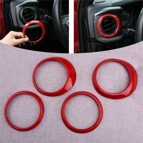 CITALL Interior Air Conditioning Vent Cover Decor Trim Dashboard Air Outlet Ring Fit For Toyota Tacoma 2016-2019 2020 Red LHD