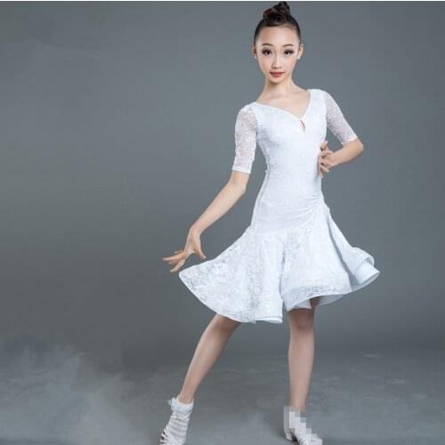 Lace children dance girls national standard dance practice clothes children competition examination requirements Latin clothes