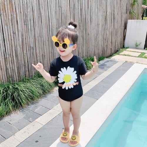 Childrens Swimsuits One Piece Cute Kids Bathing Suit Plus Size Girl Beach Swimwear Print Daisy Bikini Children Swimming Monokini