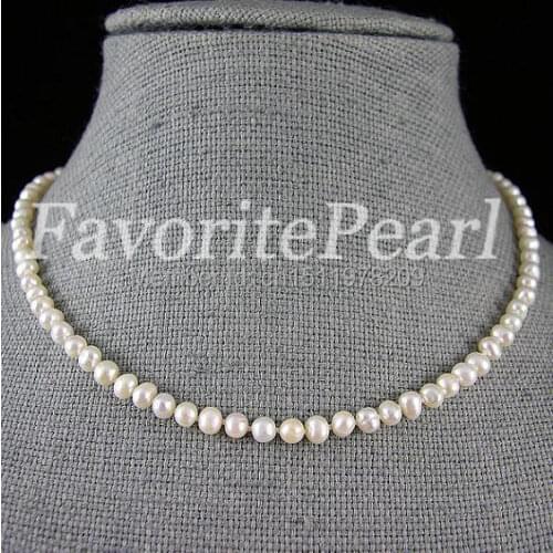 Baby Pearl Necklace, Flower Girl Jewelry Baby 16 Inches 4.5-5mm White Color Freshwater Pearl Necklace - Free Shipping