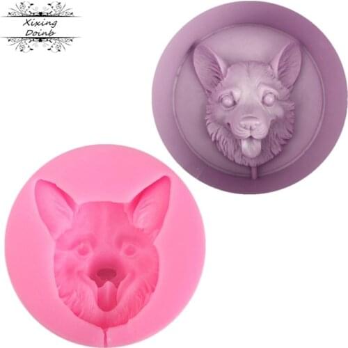 Food grade silica gel mold 3D dog head shape cake decoration tool lollipop Candle candy craft candy kitchen baking mold
