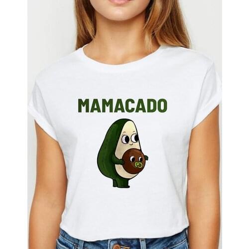 Vegan Avocado Mamacado T-shirts Avant-garde Spring Summer ropa mujer T shirt Women White Casual Womens shirt O-Collar Tshirt
