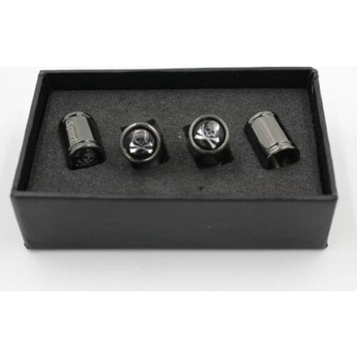 Chrome 4PCS/SET Auto Black Sport Skull Crossbones Badge Sticker Wheel Tire Tyre Valve Caps Valve Cover For Ford Focus Tyre Caps