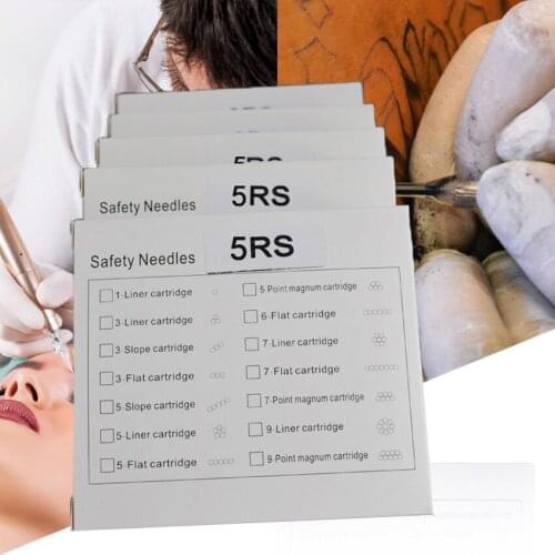 Tattoo Needles Cartridge Microblading Needle Kit 50Pcs Disposable Eyebrow Permanent Makeup for Electric Machine Pen Power Supply