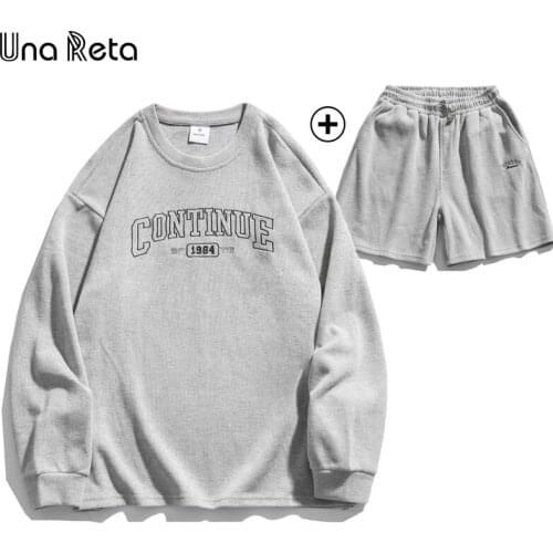 Una Reta Tracksuit Men New Casual Mens Clothing Print Letter Pullover Sweatshirts and Shorts Cotton Mens Sets