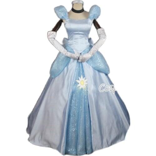 Custom Made Fashion Cinderella Princess Cosplay Costume For Adult Halloween Party Costumes Dress
