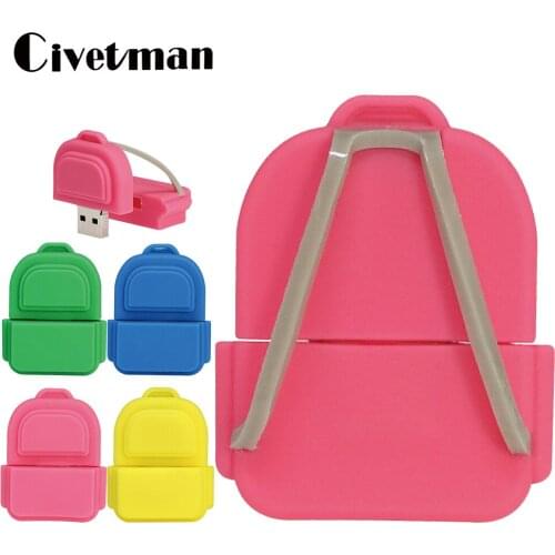 Beautiful School Bag USB Flash Drive 8GB 16GB 32GB 64GB 128GB 256GB Pendrives Backpack USB 2.0 Flash Memory Stick Student Gift