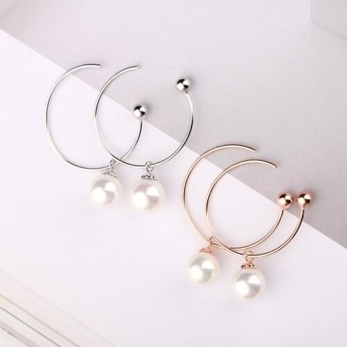 L&P New Fashion Joker Ear drop Pure 925 Sterling Silver Earrings Female Circular asymmetric earrings adorn article Freeshipping