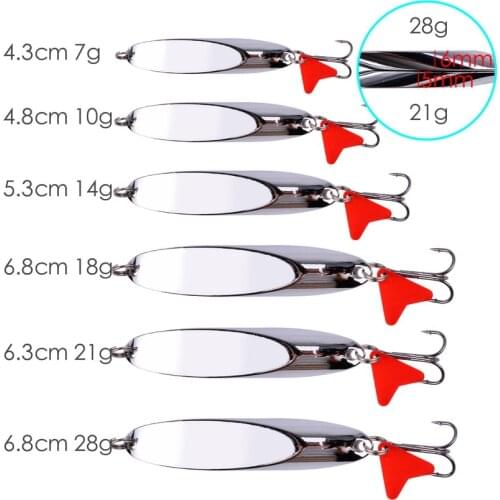 Metal Spinner Spoon 7/10/14/18/21/28g Fishing Lure Hard Baits Sequins Noise Paillette with Feather Treble Hook Fishing Tackle