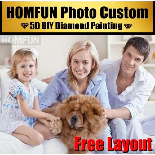 HOMFUN Picture Photos Custom Diy Diamond Painting Kit Full Rhinestone 5D Diamond Cross stitch Pasted Embroidery Family Gift