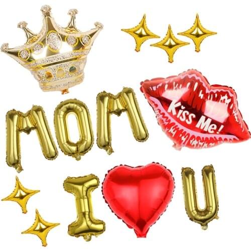 Father Mother I Love You set For Father Mothers Day Party Family Decoration 16inch Gold Letter Balloons Best Mom Ever Foil Ball