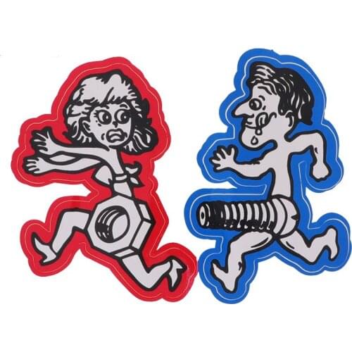 LLY-0439 Car Sticker Funny Creative Men Chase Women Nuts Bolts Modeling Decal PVC Automobiles Motorcycle Waterproof Decals Decor