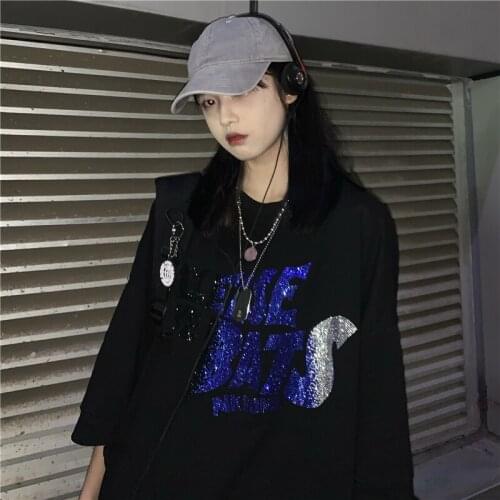 2021 summer new Korean loose short-sleeved T-shirt top womens large size letter printing casual all-match