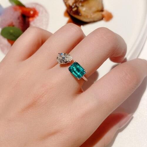 Charm Emerald Dimaond Promise ring 925 Sterling silver Engagement Wedding Band Rings for women Bridal Jewelry Gift